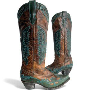Corral Leather Western Cowgirl Snip Toe Tall Boots Women's 8 M